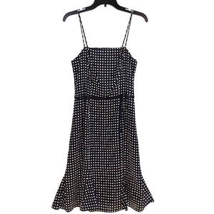 CDC Women Dress Black Multi Color Polka Dots Trumpet Hem Spaghetti Straps Size 6